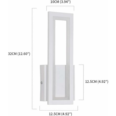 Applique Murale Interieur, 16W Lampe Murale LED Moderne, Rectangle Appliques LED Interieur Acrylique pour Salon Chambre Escalier Couloir, Blanc Chaud 3000K, Blanc