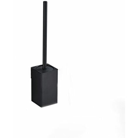 (noir) Porte-brosse de toilette carré mural en acier inoxydable  304 avec 1 têtes de brosse,DEBUNS