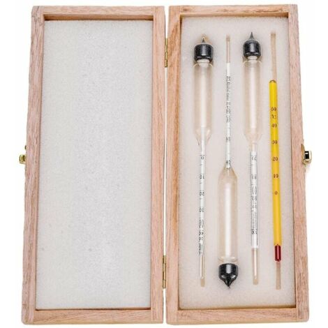 Alcoomètre 3pcs avec thermomètre Alcoomètre Teneur en alcool 0-40, 40-70, 70-100 Vol% Densimètre pour Spiritueux Distillats Whisky Brandy Vodka,DEBUNS