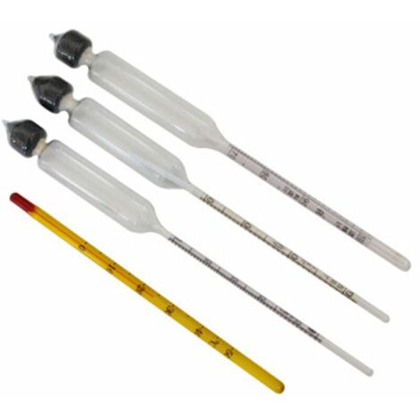 Alcoomètre 3pcs avec thermomètre Alcoomètre Teneur en alcool 0-40, 40-70, 70-100 Vol% Densimètre pour Spiritueux Distillats Whisky Brandy Vodka,DEBUNS