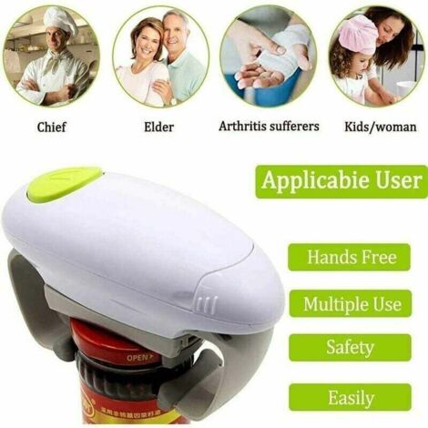 TECH DISCOUNT Ouvre-Boîte Ouvre Bouteille Electrique Automatique One Touch Tout Conserve Bocaux Multifonctionnel à Pile Maison Fête Mariage