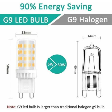 Ampoules LED G9 5W, Equivalente 40W 50W Halogène Lumière, 450LM, Blanc Neutre 4000K, AC 220V, Culot G9 Standard, économie d'énergie, pour Ceiling Lighting, Kitchen, Chambre, Salon, Pack de 10,DEBUNS