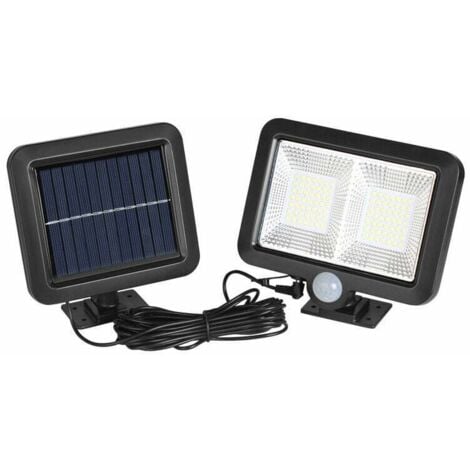 Lampe Solaire Exterieur Detecteur de Mouvement, LED Spot Solaire Exterieur, Étanche IP65 Angle d'éclairage de 120°, Lumière Solaire avec Câble de 5M pour Cabanon, Garage, Jardin, Balcon，Fonepro，,DEBUN