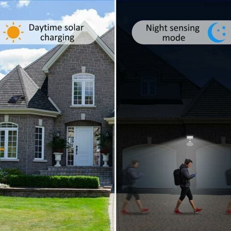 Lampe Solaire Exterieur Detecteur de Mouvement, LED Spot Solaire Exterieur, Étanche IP65 Angle d'éclairage de 120°, Lumière Solaire avec Câble de 5M pour Cabanon, Garage, Jardin, Balcon，Fonepro，,DEBUN