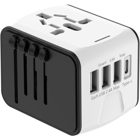 Adaptateur Voyage Universel International avec 3 USB et 1 Type C, 1500W, Prise France vers USA Canada UK EU Australie Chine Japon,DEBUNS