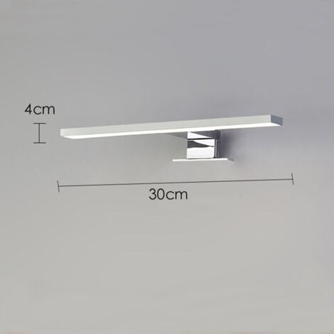 Lampe de Miroir de Salle de Bains 30cm LED 5W, Blanc Chaud 3000K, Pince sur Miroir/Armoire/Mur 300mm Avec boîte de jonction IP44,DEBUNS