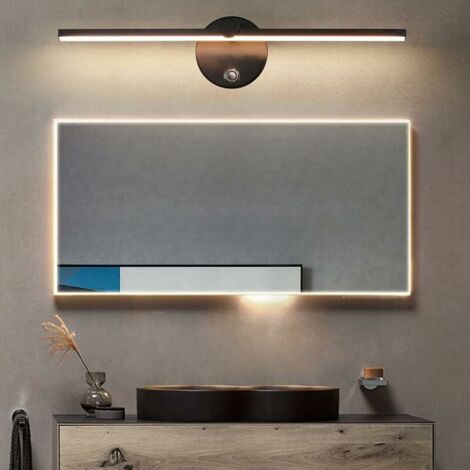 Lampes pour Miroir LED Dimmable avec Interrupteur, Applique Salle de Bain Rotative à 300° LED 8W 4000K Lampe Miroir Salle..DEBUNS