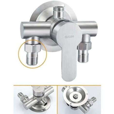 1 pièce 304 acier inoxydable exposé chaud et froid robinet de douche interrupteur chauffe-eau robinet de salle de bain, acier inoxydable exposé robinet de douche triangle douche..DEBUNS