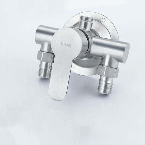 1 pièce 304 acier inoxydable exposé chaud et froid robinet de douche interrupteur chauffe-eau robinet de salle de bain, acier inoxydable exposé robinet de douche triangle douche..DEBUNS