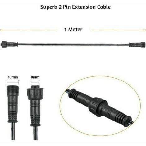 Cable Rallonge, 10 Pack, Pour Spots LED Encastrables,Etanche IP67,1M / 3.3Ft, 2Pin, avec connecteurs mâles et femelles..DEBUNS
