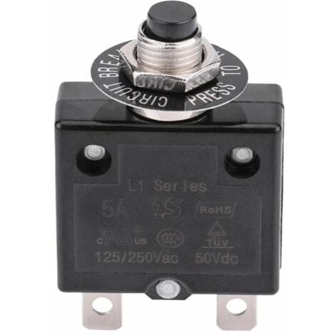 Disjoncteur 10A Interrupteur thermique de réinitialisation en option, 125-250V AC 50V DC Disjoncteur à bouton-poussoir de protection contre les surcharges de courant..DEBUNS