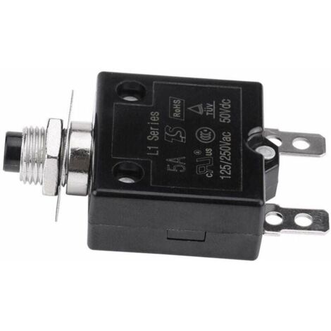 Disjoncteur 10A Interrupteur thermique de réinitialisation en option, 125-250V AC 50V DC Disjoncteur à bouton-poussoir de protection contre les surcharges de courant..DEBUNS