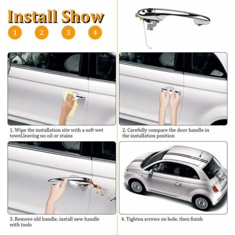 AIDUCHO Poignée De Porte Compatible Pour Fiat 500, Fiat 500c Et Abarth