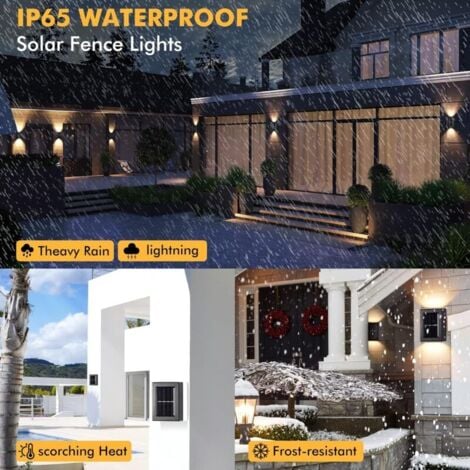Lampe Solaire Exterieur Jardin, 4 Pack Lampe Solaire Extérieu avec Lumière Blanche Chaude, Sans Fil IP65 Étanche Lumiere Solaire Exterieur pour Outdoor Clôture Cour Véranda..DEBUNS