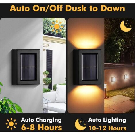 Lampe Solaire Exterieur Jardin, 4 Pack Lampe Solaire Extérieu avec Lumière Blanche Chaude, Sans Fil IP65 Étanche Lumiere Solaire Exterieur pour Outdoor Clôture Cour Véranda..DEBUNS