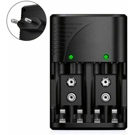 Chargeur de Piles Universel pour AA/AAA/9V, Chargeur Rapide 6802 pour Piles Rechargeables NI-MH AA/AAA ou 9V, avec Indicateur LED, Tension Mondiale...DEBUNS