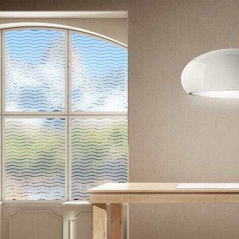 Film pour Fenêtre Dépoli Founit Intimité Anti-UV Film Electrostatique vitre Non-Aadhésif Décoration Sticker Vitre Motif Vagues Window Film pour Maison Bureau et Cuisine 60x200CM..DEBUNS