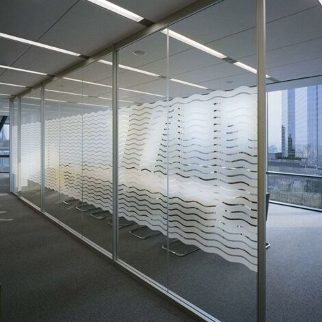 Film pour Fenêtre Dépoli Founit Intimité Anti-UV Film Electrostatique vitre Non-Aadhésif Décoration Sticker Vitre Motif Vagues Window Film pour Maison Bureau et Cuisine 60x200CM..DEBUNS