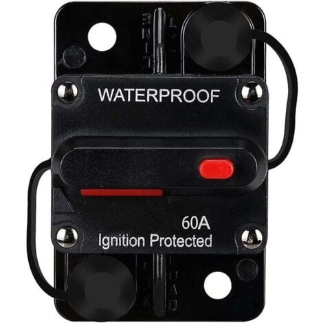 Disjoncteur éTanche, avec RéInitialisation Manuelle, 12V-48V DC, 60A, pour la Protection de L'Alimentation Du Bateau des Moteurs de PêChe à la TraîNe Marine de Voiture..DEBUNS