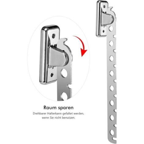 Lot de 2 Étendoirs Muraux Rabattables en Acier Inoxydable,Vêtements Pliable Mural, avec Vis et Chevilles, pour Chambre Salon Balcon(Sliver 8 Trous)..DEBUNS