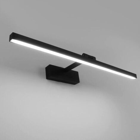 Lampe Miroir LED Salle de Bain 50cm, 12W, IP44 Étanche Applique Murale Salle de Bain 180° Rotatif, Lumière Miroir Salle de Bain Moderne, Blanc Froid 5500K, Schwarz,Noir [Classe énergétique F]..DEBUNS