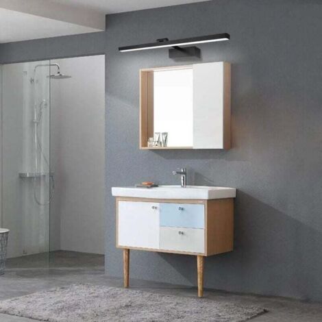 Lampe Miroir LED Salle de Bain 50cm, 12W, IP44 Étanche Applique Murale Salle de Bain 180° Rotatif, Lumière Miroir Salle de Bain Moderne, Blanc Froid 5500K, Schwarz,Noir [Classe énergétique F]..DEBUNS
