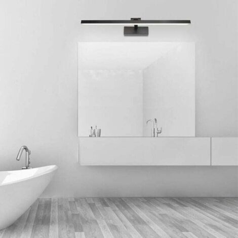 Lampe Miroir LED Salle de Bain 50cm, 12W, IP44 Étanche Applique Murale Salle de Bain 180° Rotatif, Lumière Miroir Salle de Bain Moderne, Blanc Froid 5500K, Schwarz,Noir [Classe énergétique F]..DEBUNS