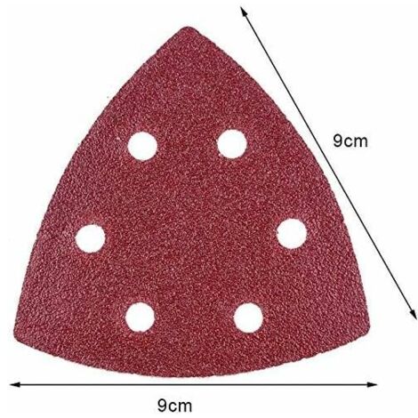 50 Feuilles Abrasives Triangles Grain 100 - 105x152 Mm - 11 Trous - Pour Ponceuse Multifonction
