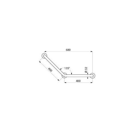 Barre d'appui coudée Basic135°Accoudoir 45cm45cm(Blanc) 3 pieds..DEBUNS