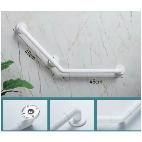 Barre d'appui coudée Basic135°Accoudoir 45cm45cm(Blanc) 3 pieds..DEBUNS