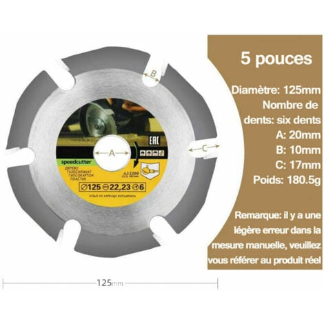 Disque Bois Meuleuse 125 X 22 Mm Disque A Tronconner Le Bois Disque A Sculpter Pour Meuleuse D'Angle 6 Dents..DEBUNS