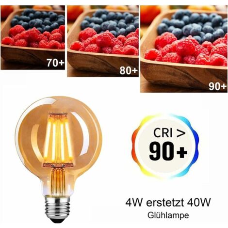 Ampoule LED E27 Vintage,  Ampoule E27 Vintage Dimmable 4W G80,Ampoule Vintage E27 Blanc Chaud 2700K, Ampoule LED Vintage Idéal Pour Suspension, Lampe de Table, Applique - 4 paquets..DEBUNS