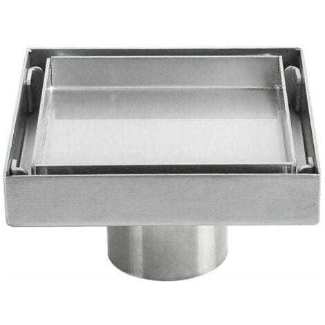 Siphon de sol invisible en acier inoxydable 304 drain de sol déodorant épaissi carré 1010cm..DEBUNS