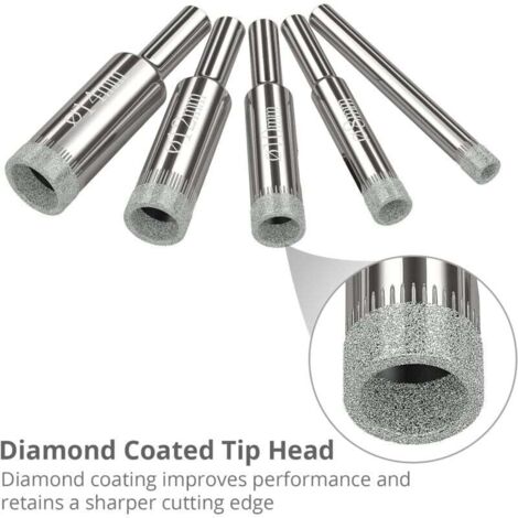 Scies-cloches 16 pcs, Foret Diamant Scie Cloche 6-50 mm Outils de perçage en verre trous scies kit pour acier au carbone, perceuse en verre, céramique, porcelaine, carrelage, marbre..DEBUNS
