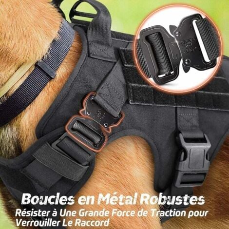 Harnais Tactiques pour Chien M Noir, Gilets à Anneaux pour Chiens de Travail Militaires d’Entraînement sans Tension..DEBUNS