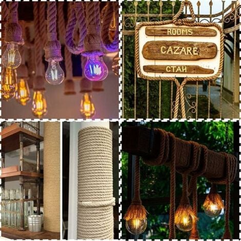Corde de barrière 20mm pour Main Courante d'escalier/Garde-Corps de Balcon, Ficelle pour remorqueur de la Guerre, balançoires, Navire et Levage, Bataille et Escalade de Gymnase, 20mm10m, Beige..DEBUNS