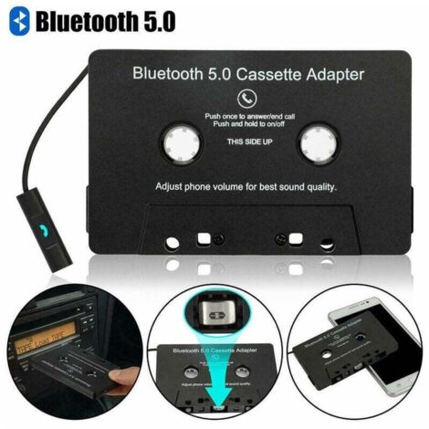 Arsvita Adaptateur Cassette Bluetooth 5.0 Vers Auxiliaire Pour Voiture, Adaptateur Audio, Appels Mains Libres, Noir Anthracite