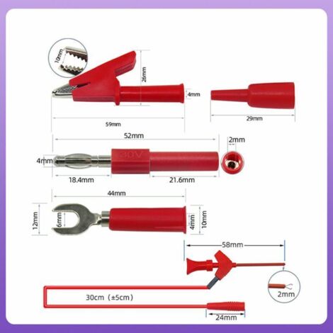 Kit Câbles De Test Multimètre - Sondes De Mesure Avec Pinces Crocodile, Mini Crochets Et Pointes - 1.2m