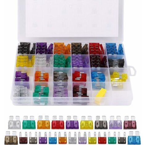 Aiqeer 130 stuks mini-platte autozekeringen, zekeringtrekker (3A/5A/7,5A/10A /15A/20A/25A/30A/35A/40A