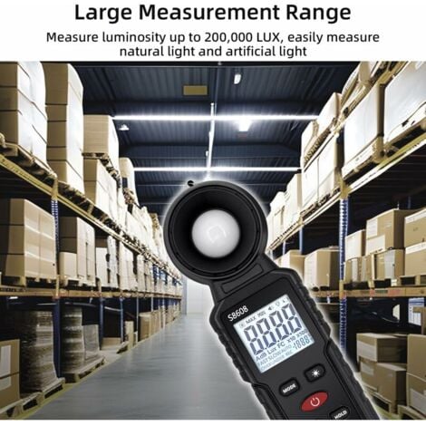 Digital Luxmètre Numérique, Mesure des Lumières avec 0.1-200,000 Lux, Posemètre Numérique Portable Ambiante Portée Jusqu'à 200,000 Lux pour Lumière LED, Plantes,de DEBUNS
