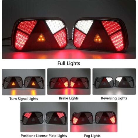 Kit de feux arrière de remorque 12 V/24 V étanche clignotant/frein/marche arrière/brouillard/réflecteur,de DEBUNS