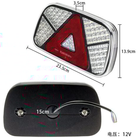 Kit de feux arrière de remorque 12 V/24 V étanche clignotant/frein/marche arrière/brouillard/réflecteur,de DEBUNS
