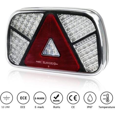 Kit de feux arrière de remorque 12 V/24 V étanche clignotant/frein/marche arrière/brouillard/réflecteur,de DEBUNS