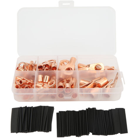 Kit De 160 Pièces : Cosses En Cuivre épaissi + Gaines Thermorétractables - Pour Câblage électrique DIY, Voiture, Solaire…
