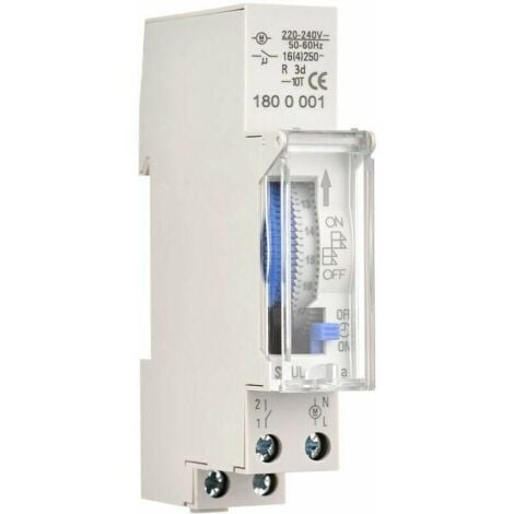 Minuterie mécanique de 24 heures Minuterie minimale de 15 minutes Montage sur rail Batterie intégrée, SUL180a AC220-240V Gris - SUL180a AC220-240V Gris,de DEBUNS