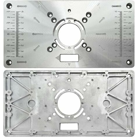 Table De Toupie En Aluminium, Plaque D'insertion De Table De Toupie Multifonctionnelle, Plaque De Fraisage Bricolage Avec 4 Anneaux Et Vis (argenté）,de DEBUNS