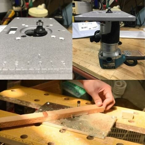 Table De Toupie En Aluminium, Plaque D'insertion De Table De Toupie Multifonctionnelle, Plaque De Fraisage Bricolage Avec 4 Anneaux Et Vis (argenté）,de DEBUNS