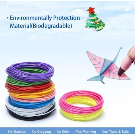Fil Stylo 3D, Recharges de Filament Pla 1.75 pour Stylo 3D, 10 couleurs, 5M Chacun, 3D Pen Filament pour Enfants et Adulte, Compatibles avec le Stylo D'impression 3D Professionnel,de DEBUNS