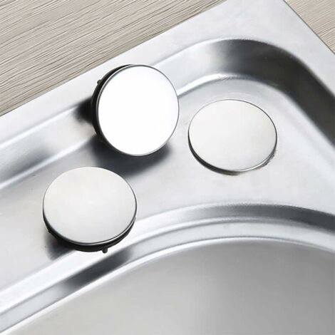 Lot de 2 Couvercles de Trou d'évier de Cuisine pour évier de Cuisine, Trou de Robinet, Couvercle de Trou de Robinet de Salle de Bain, Couvercles de Débordement d'évier en Acier Inoxydable (35 mm),de D