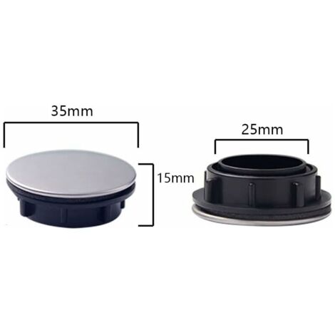 Lot de 2 Couvercles de Trou d'évier de Cuisine pour évier de Cuisine, Trou de Robinet, Couvercle de Trou de Robinet de Salle de Bain, Couvercles de Débordement d'évier en Acier Inoxydable (35 mm),de D